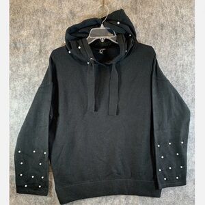 Black, pearl-studded hoodie
